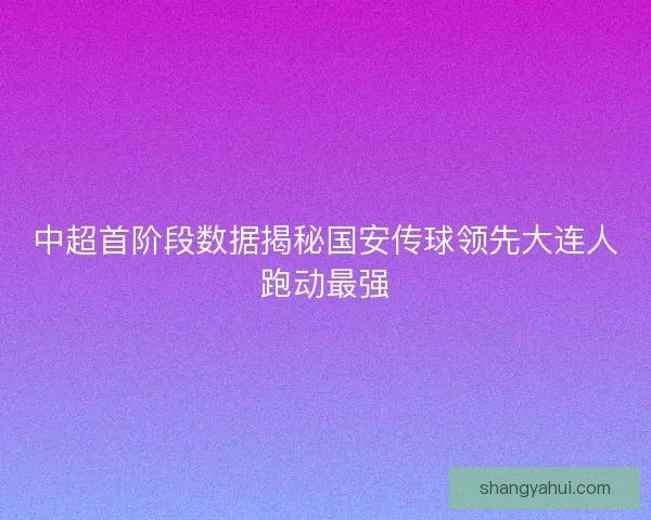 中超首阶段数据揭秘国安传球领先大连人跑动最强