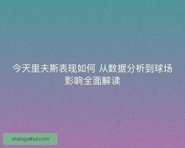 今天里夫斯表现如何 从数据分析到球场影响全面解读
